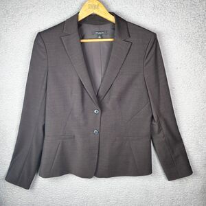 Ann Taylor Blazer Jacket Women 12 Brown Classic Career Office Wool Blend Pockets